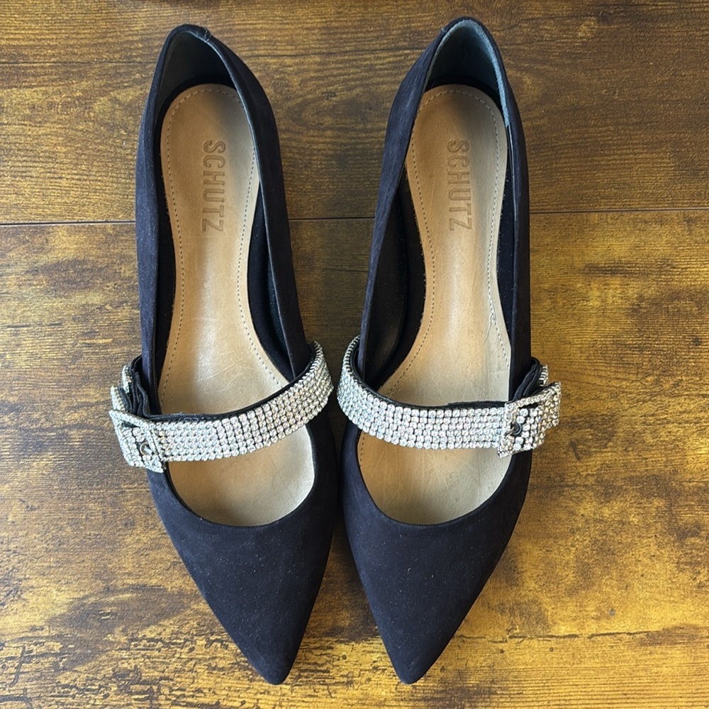 SCHUTZ Black Nubuck Tishara Flats 9 - Picture 4 of 9